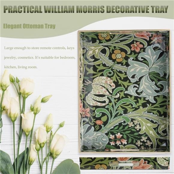 Plastic Serving Tray with Handles Decorative Coffee Table Tray Home Kitchen Deco - Picture 6 of 7